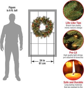 Guirlandes de Noël artificielles en PVC de 40 cm, faites à la main, avec LED, pour l'extérieur, avec guirlandes de Noël - Product Image 4