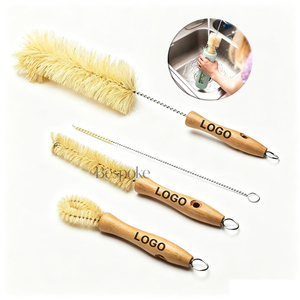 Custom Logo All Natural <strong>Bottle</strong> <strong>Brush</strong> and Straw Set Sisal Bristles and Wood Handle <strong>Bottle</strong> Cleaners for Washing Narrow <strong>Bottles</strong> - Product Image 1