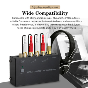 Preamplificador <span class=keywords><strong>de</strong></span> Phono Estéreo <span class=keywords><strong>de</strong></span> <span class=keywords><strong>4</strong></span> <span class=keywords><strong>Canales</strong></span> Ultra Compacto PP400, <span class=keywords><strong>Amplificador</strong></span> <span class=keywords><strong>para</strong></span> el Hogar con Interruptor <span class=keywords><strong>de</strong></span> Encendido, Construcción Metálica, Color Negro - Product Image 4