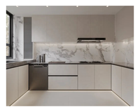 Meuble de cuisine moderne en contreplaqué laqué mat avec accessoires, directement de l'usine