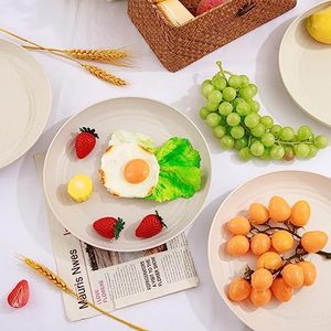 Supernal Ensemble d'<span class=keywords><strong>assiettes</strong></span> à dîner <span class=keywords><strong>en</strong></span> paille de blé <span class=keywords><strong>en</strong></span> <span class=keywords><strong>bambou</strong></span> de 16 pièces allant au micro-ondes et au lave-vaisselle léger réutilisable pour les fêtes pique-niques - Product Image 4