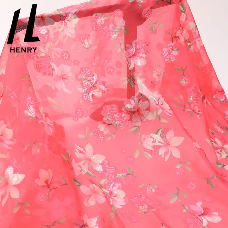 Desain Baru 100% Poliester Jacquard Kain Sifon Wanita Bahan Krep Korea Indonesia Tanpa Moq untuk Baju Anak-anak Wanita