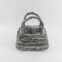 Macetero Manual Portátil para Decoración del Hogar, Proveedor Mayorista de China, Material Natural, Decoración de Corazón de Ratán Verde