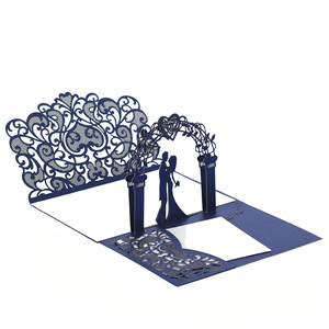 Élégante carte d'invitation de mariage 3D découpée au laser avec motif cœur pour fête prénuptiale, fiançailles ou événement - Product Image 5