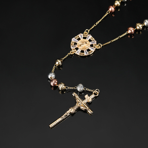 <span class=keywords><strong>Collana</strong></span> <span class=keywords><strong>Rosario</strong></span> Religiosa con Perline da 6mm Placcate <span class=keywords><strong>Oro</strong></span> 18k, Pendente della Vergine Maria di Guadalupe, <span class=keywords><strong>Collana</strong></span> con Croce del <span class=keywords><strong>Rosario</strong></span> - Product Image 4