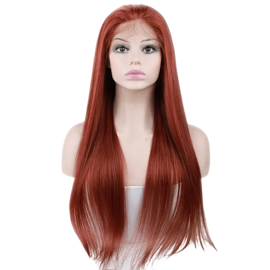 Wigs hair Super Double drawn 100% Vietnam human hair Red color straight hair 24 inch Durable Good Choice Hot Sale