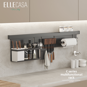 ELLECASA Série Como Étagère murale moderne suspendue 2 tiroirs 3 étagères Multifonctionnelle Îlot de <span class=keywords><strong>cuisine</strong></span>/Chariot en aluminium - Product Image 2