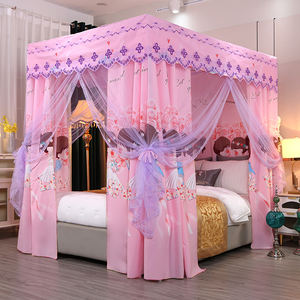 Nouvelle moustiquaire d'été pour chambre à coucher imprimée de luxe à trois portes avec rideau de lit carré - Product Image 1