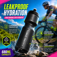 Bouteille d'eau de cyclisme en PP5 sans BPA de 680 ml, anti-fuite, à boire directement, pour vélo de route et VTT