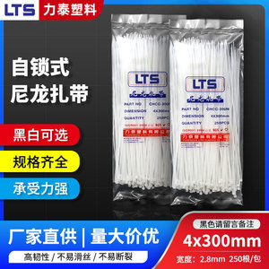 สายรัดเคเบิลไนลอนแบบล็อคตัวเอง Lts ขนาด 4x300 มม. วัสดุ Pa66 สำหรับรัดสายเคเบิล - Product Image 3