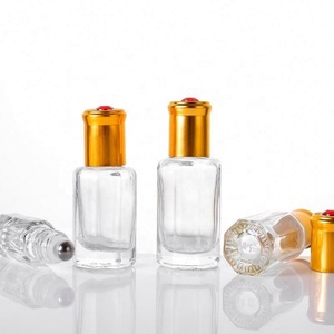3 ml 6 ml 12ml Empty New <b>Small</b> Glass Massage Oil Roller <b>Bottle</b> Octagonal Attar <b>Bottle</b> With Glass Steel Ball - Product Image 6