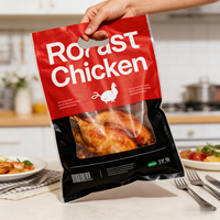 Sacs d'emballage personnalisés Haodong pour poulet rôti à la broche, imprimés, micro-ondables, à fermeture éclair, en plastique, avec poignée, pour plats à emporter
