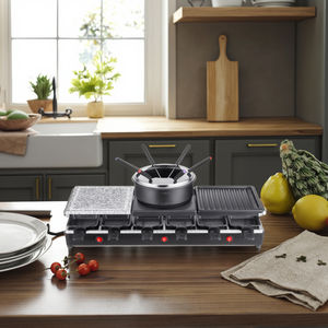 Crêpière en pierre antiadhésive multifonction pour <span class=keywords><strong>12</strong></span> personnes Fondue au fromage électrique et gril à <span class=keywords><strong>raclette</strong></span> Contrôle de la température pour un usage domestique - Product Image 1