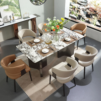 Chaises de salle à manger modernes de luxe en métal avec revêtement en cuir Lot de 4 pour le salon et la salle à manger Meubles de maison