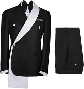 Abito <span class=keywords><strong>da</strong></span> sposo slim fit doppiopetto con scollo a V in stile britannico <span class=keywords><strong>da</strong></span> uomo, pantaloni abbinati, elegante abbigliamento formale di alta qualità - Product Image 1