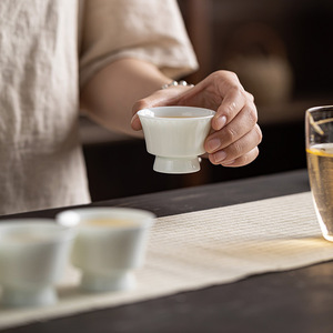 Shadow Blue Lotus Petal Porcelain <b>Teacup</b> Dehua County Kung Fu Tea Individual Cup - Product Image 4