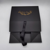 Boîte d'emballage noire en satin de luxe, boîte pliante pour cadeau