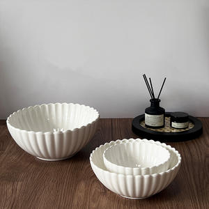 Série de vaisselle en céramique gaufrée au <span class=keywords><strong>chrysanthème</strong></span>-Assiettes à vaisselle comprenant des bols à soupe à dessert plat et peu profond - Product Image 3