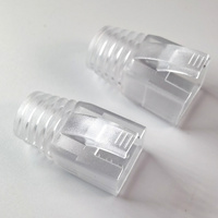 Konektor Pass Through Cat8 RJ45 23-24AWG Terlindung dengan Pin Kuningan Berlapis Emas 50U, Housing ABS, Dilengkapi Load Bar dan Strain Relief Boots