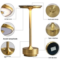 Lampe de table tactile rechargeable en aluminium, lampe LED pour salle à manger, lampe de camping extérieure, lampe de chevet à intensité variable, lumière de nuit à trois couleurs changeantes