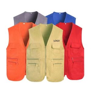 Gilet multi-poches en polyester coupe-vent pour homme avec logo personnalisé, activités de plein air, pêche, bénévolat, sécurité, tactique - Product Image 1