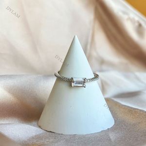 Bague Dylam Fashion en argent 925 avec cristal topaze aqua blanc et zircon 5A, petite bague de fiançailles, alliance, bague de promesse pour l'amour - Product Image 5