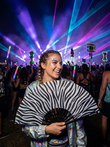 Grand éventail pliant en bambou de 13 pouces à imprimé zèbre pour festivals de musique <span class=keywords><strong>techno</strong></span> et spectacles de soirées EDM - Product Image 6