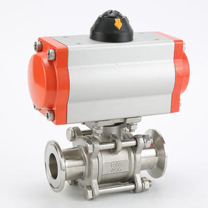 Vanne à bille pneumatique à passage direct à trois pièces à dégagement rapide de type pince Q681F-16P en acier inoxydable 304 avec filetage interne - Product Image 1