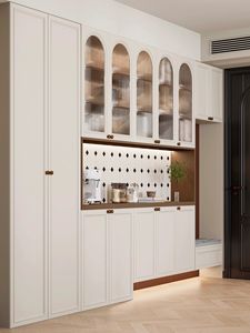 Armoire à chaussures incurvée personnalisable pour <span class=keywords><strong>entrée</strong></span> avec <span class=keywords><strong>banc</strong></span> et éclairage intégrés - Product Image 6