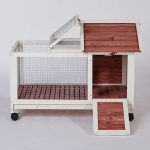 Vente chaude en plein air petit bois maison pour animaux de compagnie en bois clapier à lapin avec roue - Product Image 3