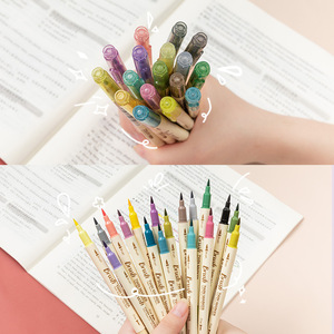 <span class=keywords><strong>Set</strong></span> di Pennarelli Morbidi a Doppia Punta Non Tossici, Penna Fine e Pennello per Calligrafia in Colori Retrò per Scuola e Aula - Product Image 3