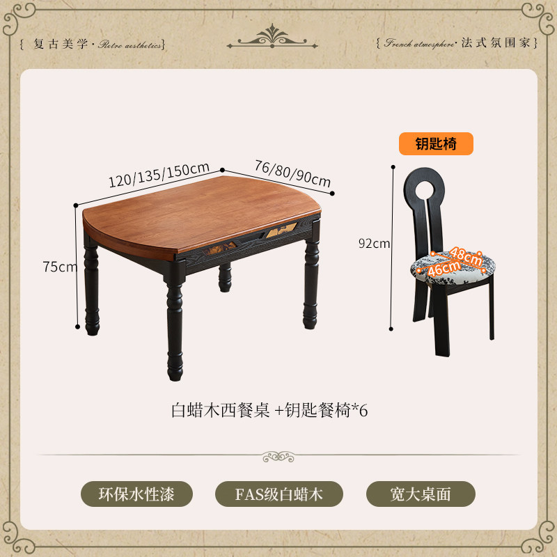 Mesa de comedor, llave y 6 sillas