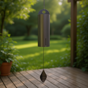 Campana del Vento a Risonanza Profonda, in Metallo Spazzolato, da Appendere per Esterni, Patio e Giardino, Design Elegante - Product Image 2