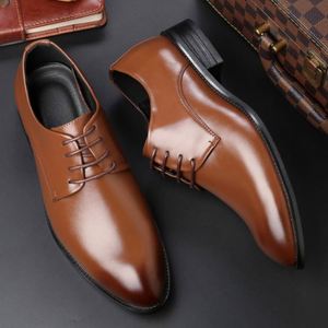 High Quality <b>Dropshipping</b> Square Lace-up Casual Business Plus Size Pure Color Anti-Slip Lightweight Breathable PU Leather Shoes - Product Image 6