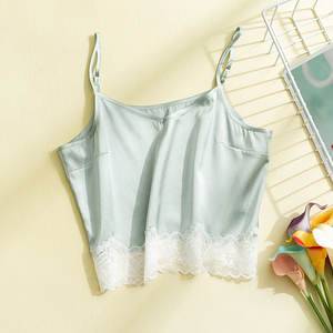 Silviye Estate Indumenti Da Notte Sexy Shirt Traspirante Rappezzatura Del Merletto di Seta Superiore di Carro Armato Delle Donne - Product Image 4