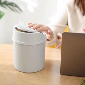 Mini <b>Desktop</b> Trash Can With Flip Lid Cylindrical PP Storage Bucket Household Indoor Use Minimalist Style Small Waste <b>Bin</b> - Product Image 4