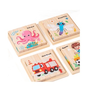 Rompecabezas de bloques de madera con pintura de 4 lados, juguete educativo para niños de 2 a 7 años - Product Image 3