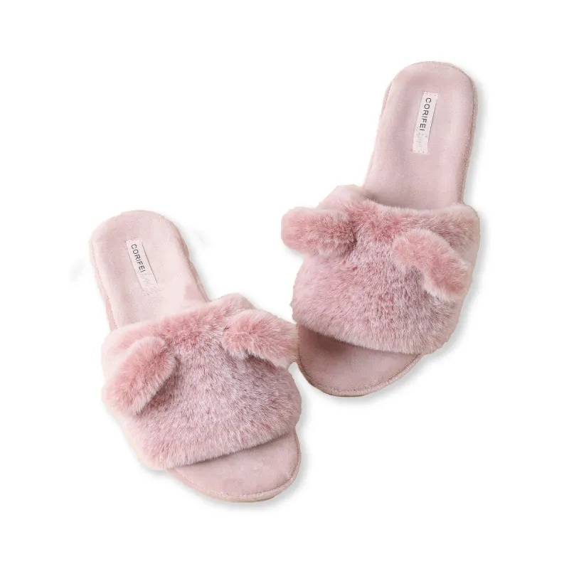 Wholesale Luxury Leather Cotton Plush Slippers For Women Cotton House Shoes