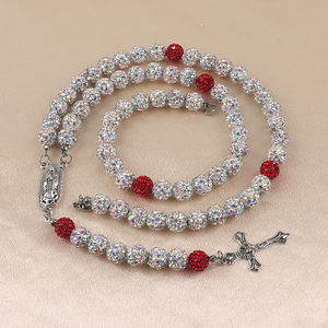 <span class=keywords><strong>Collana</strong></span> Bling Bling Bling Disco Ball <span class=keywords><strong>collana</strong></span> rosario religioso di alta qualità con rosario <span class=keywords><strong>rosa</strong></span> bianco e <span class=keywords><strong>perline</strong></span> da donna - Product Image 5