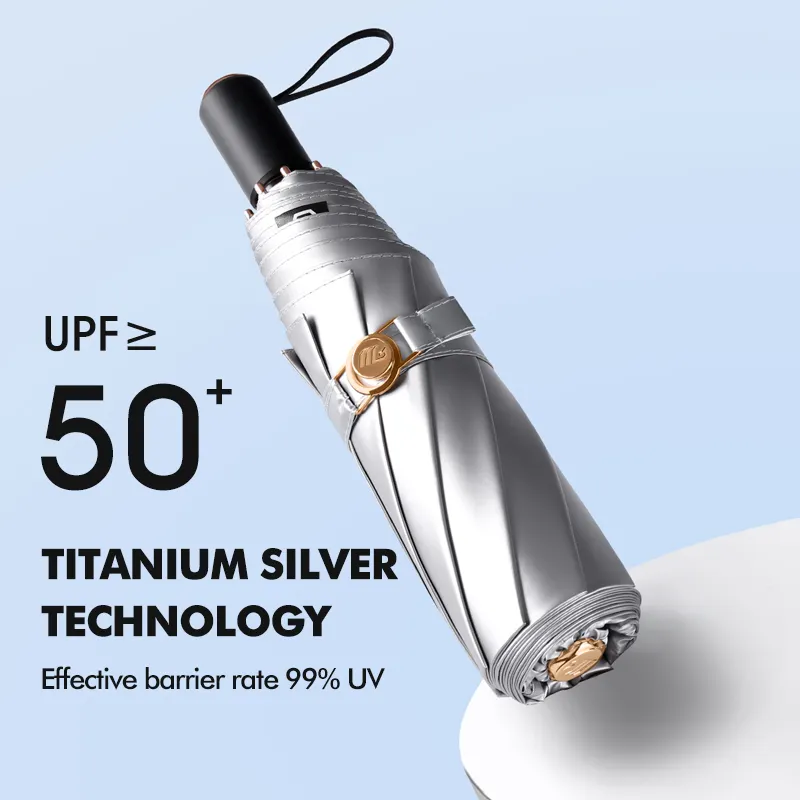 Gümüş UV koruma seyahat şemsiye, Ultra hafif kompakt güneş engelleme şemsiye kadın