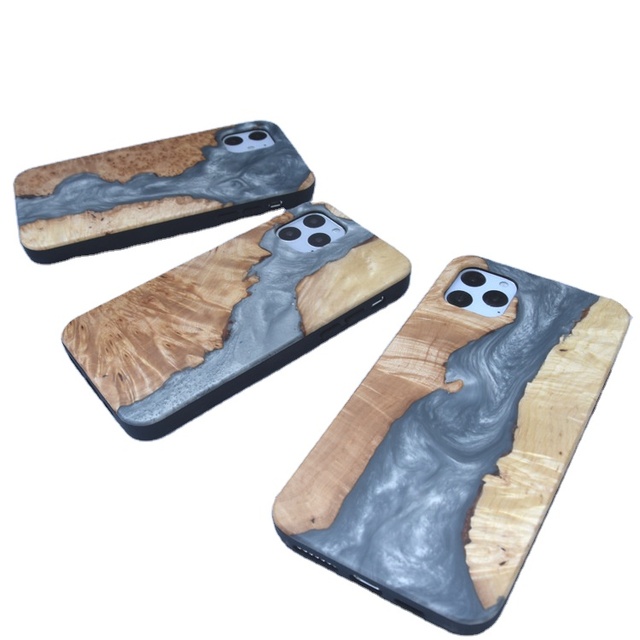 UK Popular Wooden Case for iPhone Series Handcrafted with Stabilized Wood Resin Eco Friendly Wooden Shell Straight Edge Design