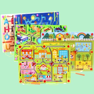 Jeu interactif parent-enfant en <span class=keywords><strong>bois</strong></span> avec labyrinthe de perles magnétiques, thème circulation urbaine et lettres, pour enfants de 5-7 et 7-12 ans - Product Image 3
