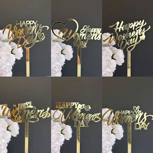 Decoración <span class=keywords><strong>para</strong></span> Pastel del Día <span class=keywords><strong>de</strong></span> la <span class=keywords><strong>Mujer</strong></span>, Adorno Acrílico con Letras Doradas en Espejo, Venta al Por Mayor - Product Image 2