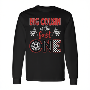 Big Cousin Of The Fast One Birthday 1St Race Car Family T-shirt à manches longues - Product Image 2