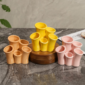 Soporte de cerámica para cepillos de dientes Ruijie, soporte de almacenamiento multifuncional para baño, escritorio, diseño moderno, forma redonda, independiente - Product Image 4