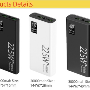 Batterie externe portable à charge rapide avec logo personnalisé PD22.5W, haute capacité 10000mah-30000mah, chargeur de téléphone portable - Product Image 2