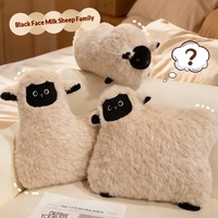 Coussin en peluche agneau dessin animé créatif, agneau couché, coussin de câlin pour couples, cadeau de bureau, petite poupée mouton, disponible en gros
