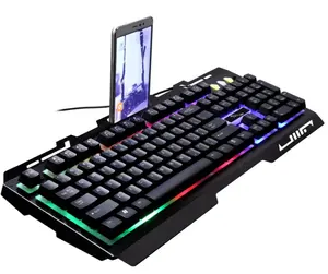 Factory latest G700 Keyboard wired gaming keyboard notebook desktop computer mechanical keyboard rgb red 104 key phone holder