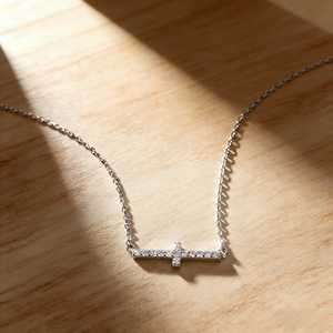 Trendy 925 <b>Silver</b> Cubic Zirconia Cross Necklace for Women Fashion CZ Pendant Party Jewelry - Product Image 2