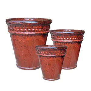 Glazed Terracotta Pottery Planter Outdoor Clay Flower Pots Ceramic Garden Planters For Home And Room Decor